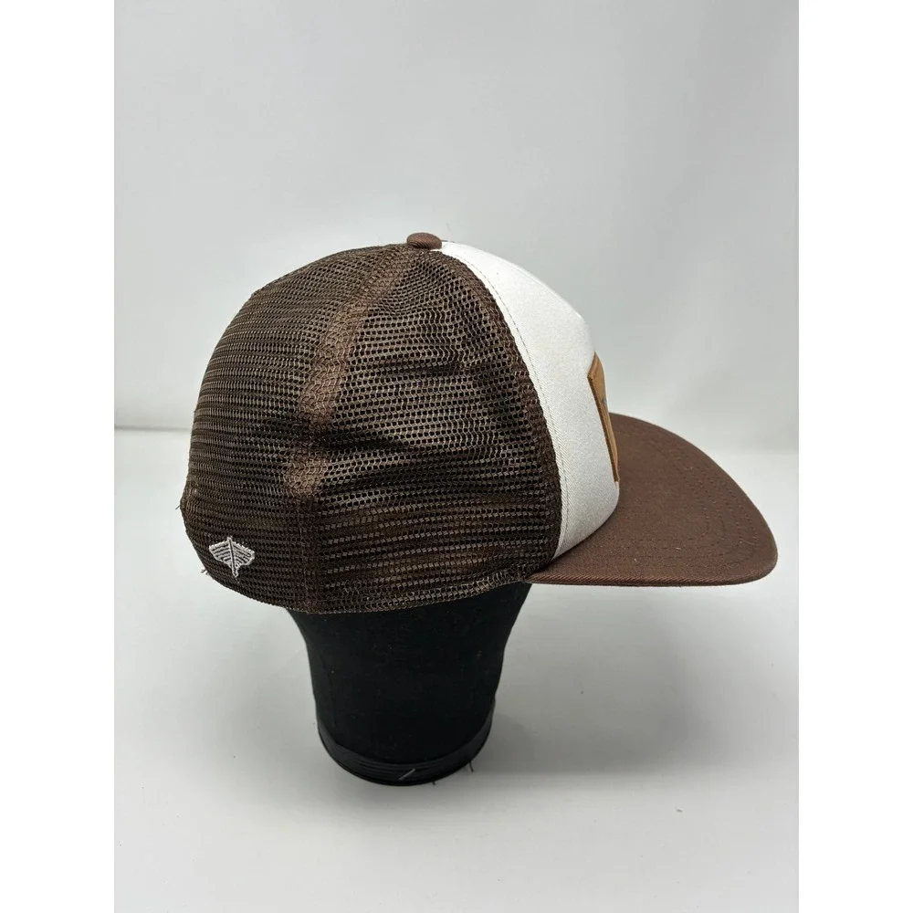 Nomans Marthas Vineyard Trucker Hat Pukka Brown White Leather Patch Snapback